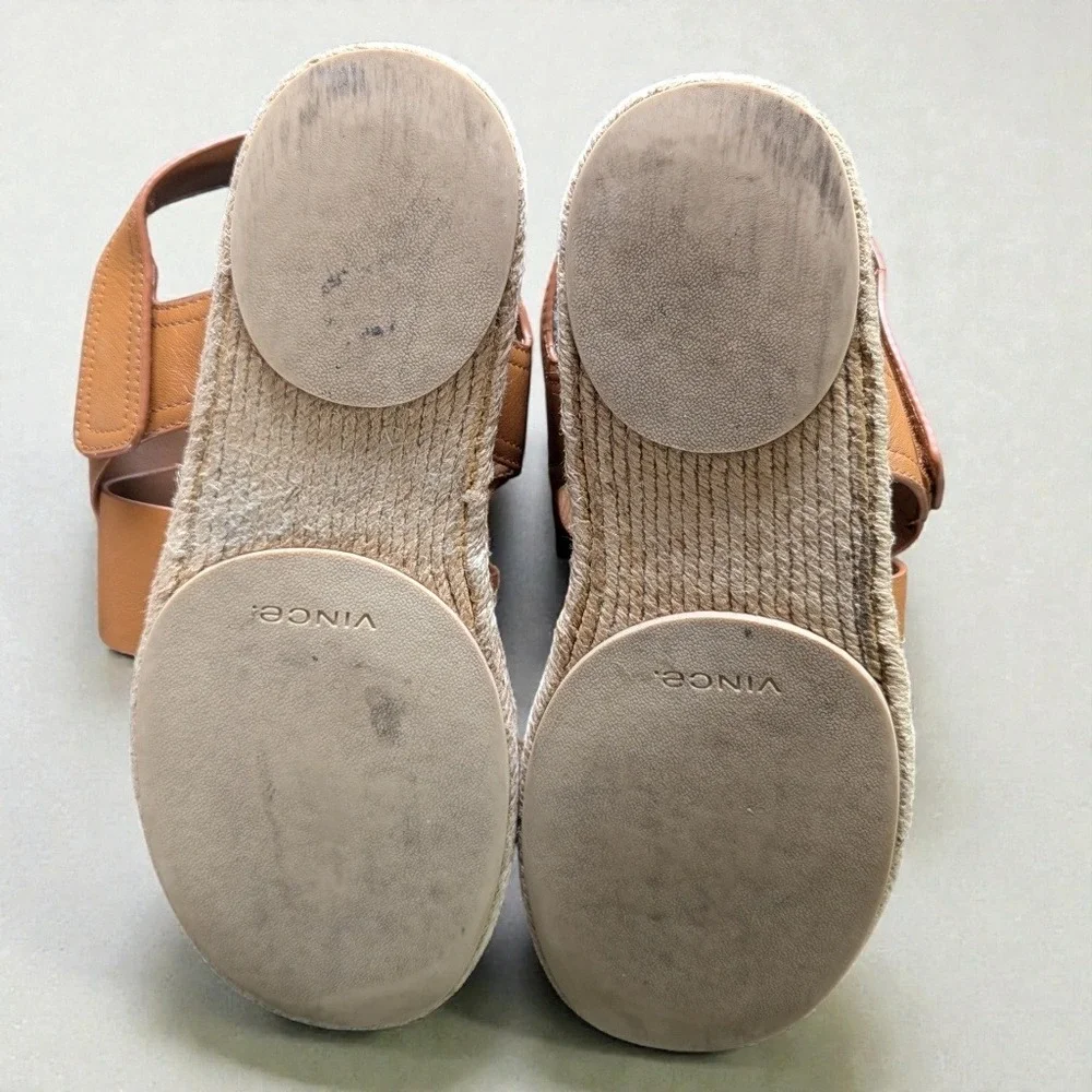 Vince Tenison Leather Espadrille Sandals Hazelnut Slingback Sz 8